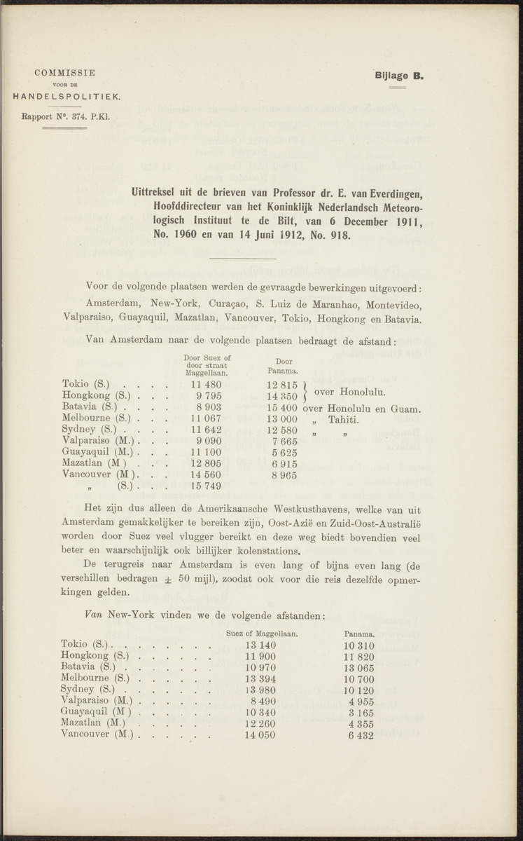 Rapport betreffende de gevolgen der opening van het Panama-kanaal voor Nederland en koloniën (1912) - 