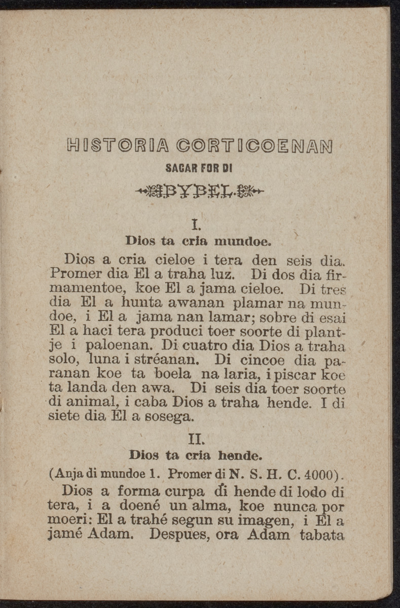 Historia corticoenan sacar for di Bybel - 
