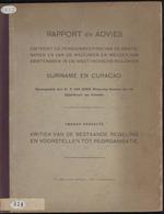 Rapport en advies omtrent de pensionneering van de ambtenaren en van de weduwen en weezen van ambtenaren in de West-Indische koloniën Suriname en Curaçao