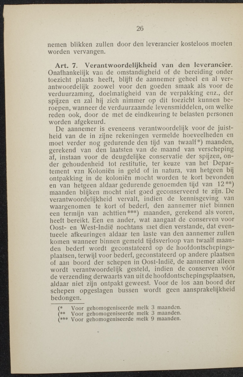 Algemeene voorwaarden voor de levering van levensmiddelen ten behoeve van den dienst in Ned.-Indië, Suriname en Curaçao - 