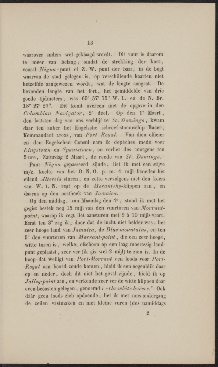 Rapport der reis van Z.M. Stoomschip Vesuvius, van Curaçao naar Nederland, onder het aandoen van de havens St. Domingo, Kingstown en Havanna - 