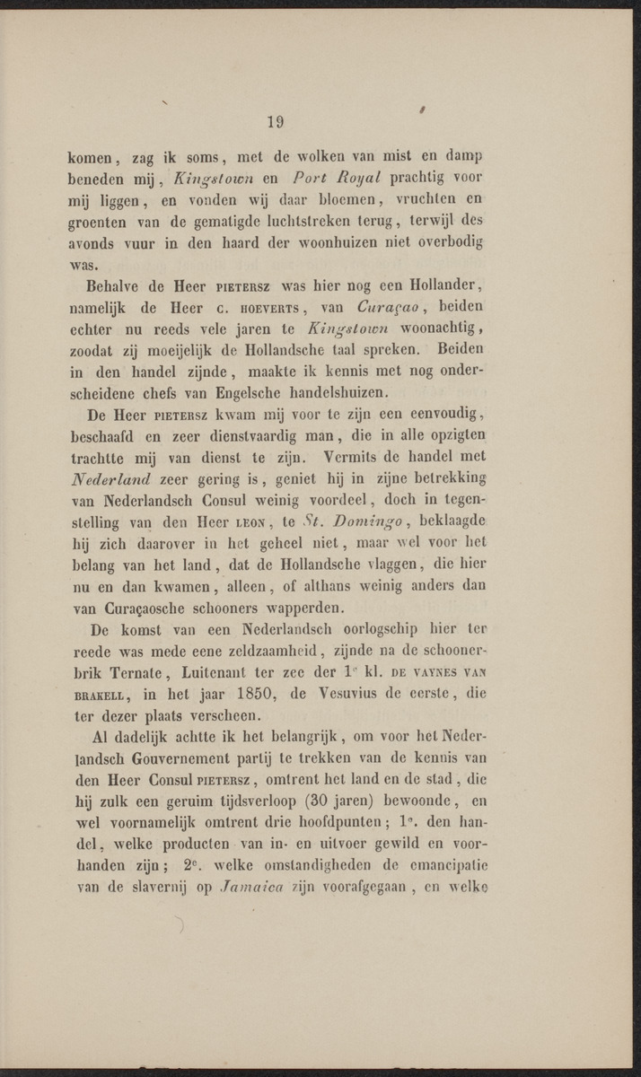 Rapport der reis van Z.M. Stoomschip Vesuvius, van Curaçao naar Nederland, onder het aandoen van de havens St. Domingo, Kingstown en Havanna - 