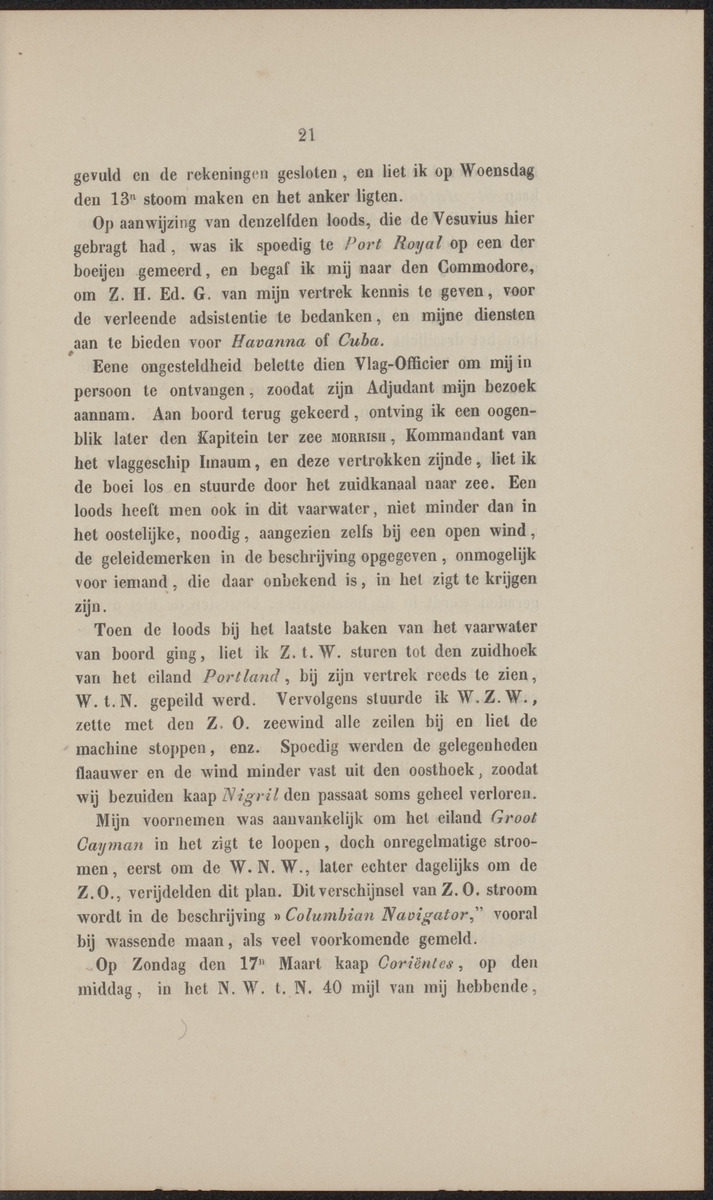 Rapport der reis van Z.M. Stoomschip Vesuvius, van Curaçao naar Nederland, onder het aandoen van de havens St. Domingo, Kingstown en Havanna - 