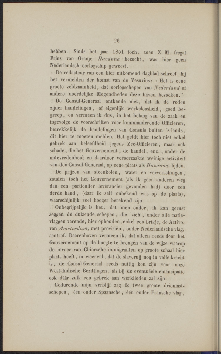 Rapport der reis van Z.M. Stoomschip Vesuvius, van Curaçao naar Nederland, onder het aandoen van de havens St. Domingo, Kingstown en Havanna - 