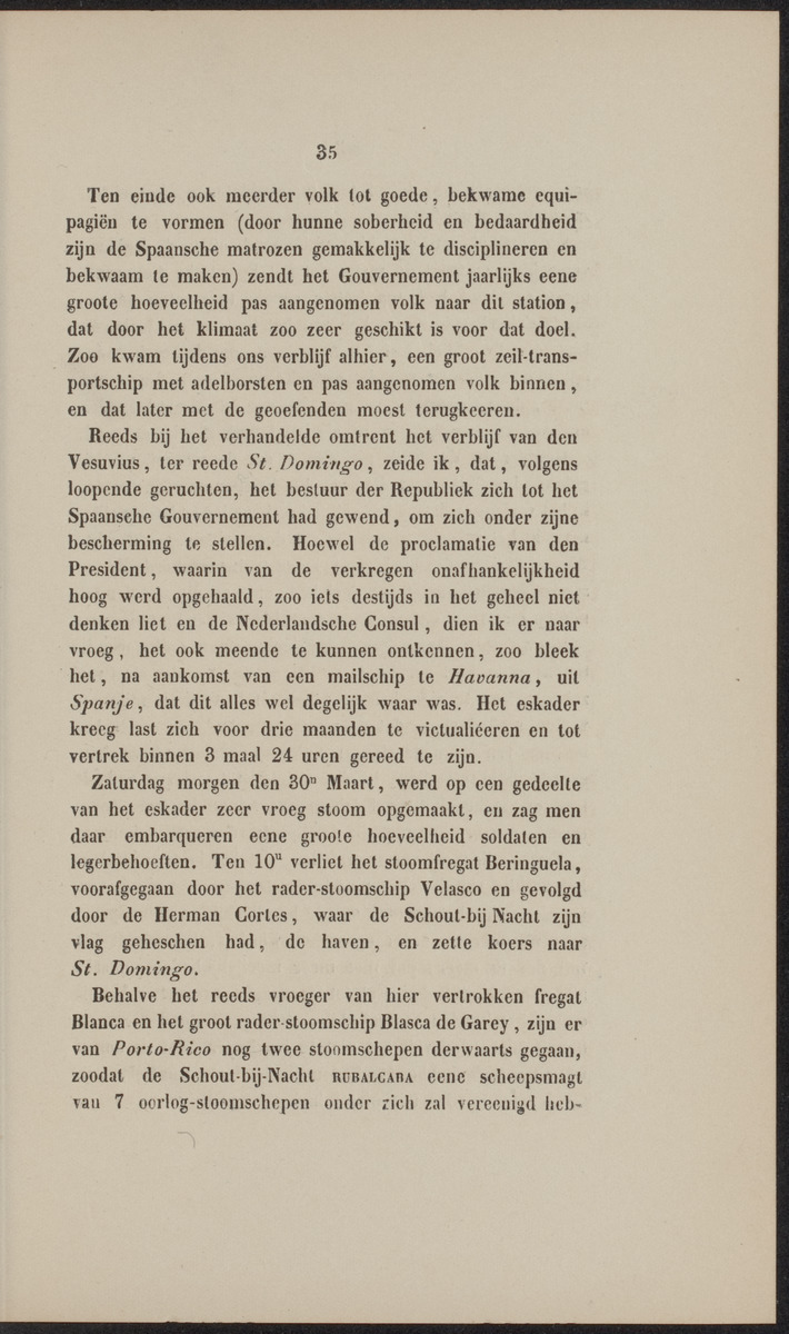 Rapport der reis van Z.M. Stoomschip Vesuvius, van Curaçao naar Nederland, onder het aandoen van de havens St. Domingo, Kingstown en Havanna - 