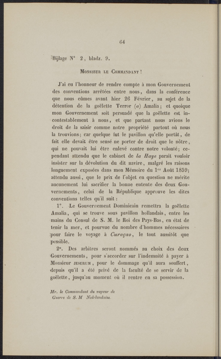 Rapport der reis van Z.M. Stoomschip Vesuvius, van Curaçao naar Nederland, onder het aandoen van de havens St. Domingo, Kingstown en Havanna - 