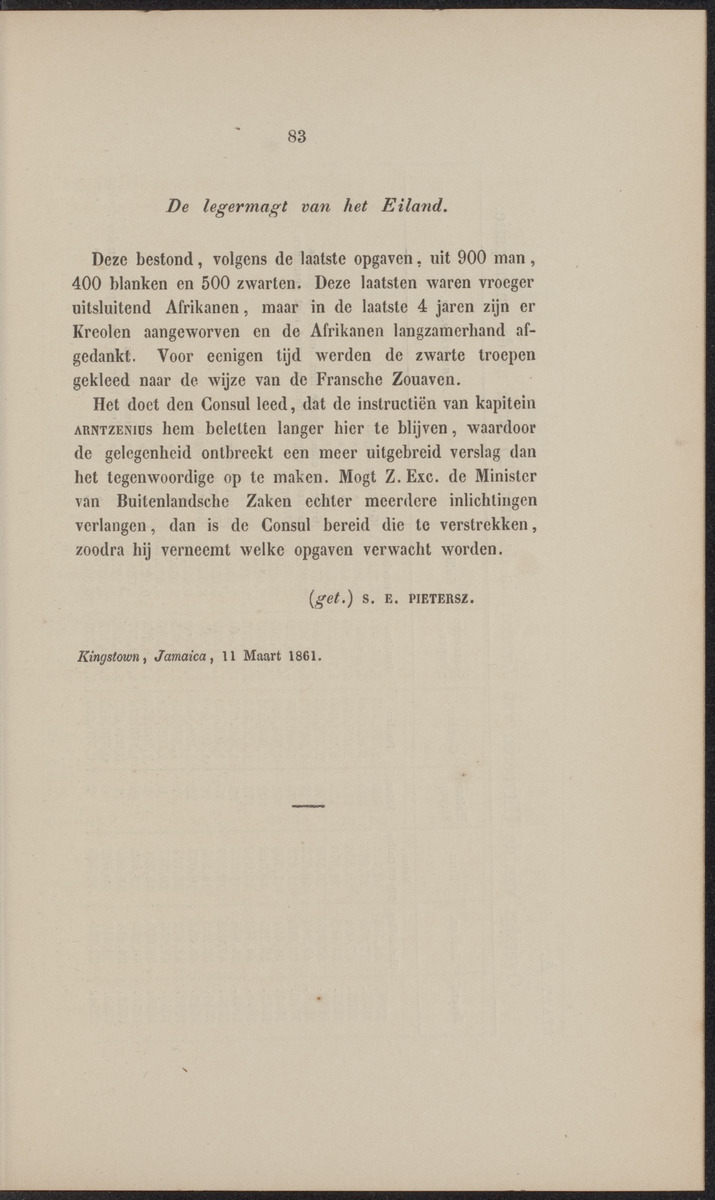 Rapport der reis van Z.M. Stoomschip Vesuvius, van Curaçao naar Nederland, onder het aandoen van de havens St. Domingo, Kingstown en Havanna - 