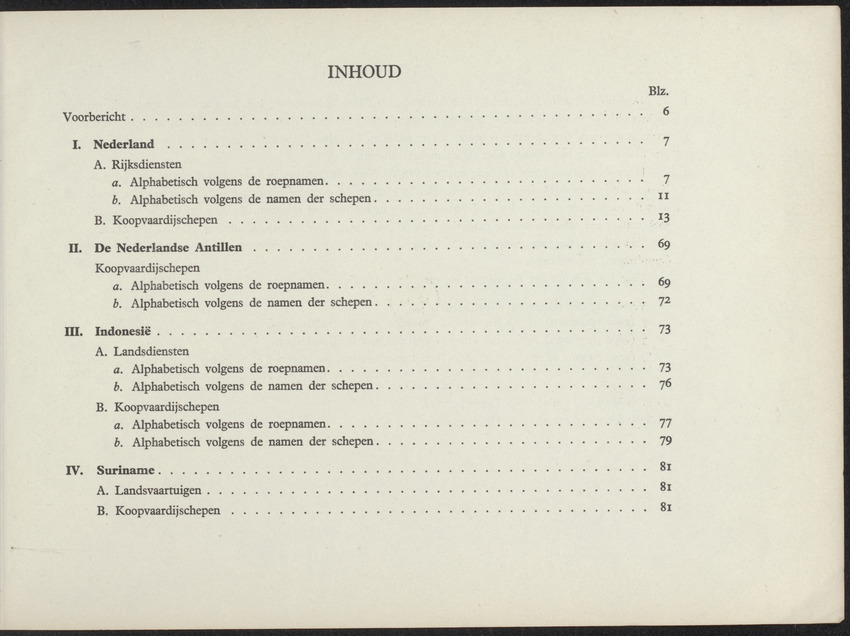 Lijst van de in Nederland, de Nederlandse Antillen, Indonesië en Suriname thuisbehorende schepen, aan welke roepnamen zijn gegeven uit het Internationaal Seinboek op 1 Januari 1950 - 