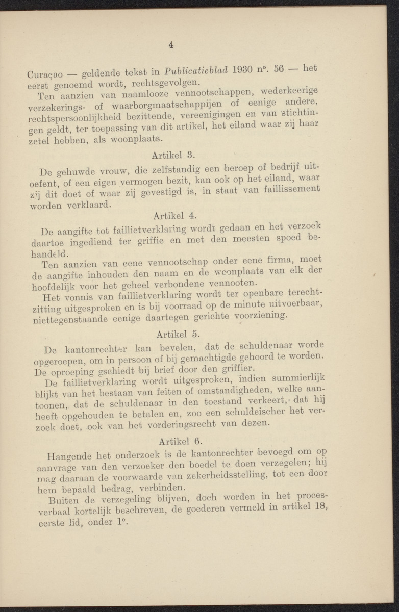 Vaststelling van het Curaçaosch Faillissementsbesluit 1931 - 