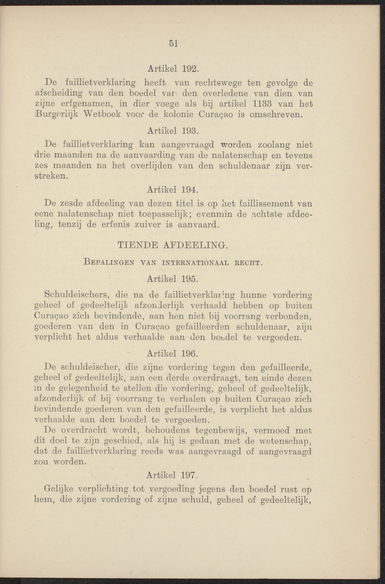 Vaststelling van het Curaçaosch Faillissementsbesluit 1931 - 