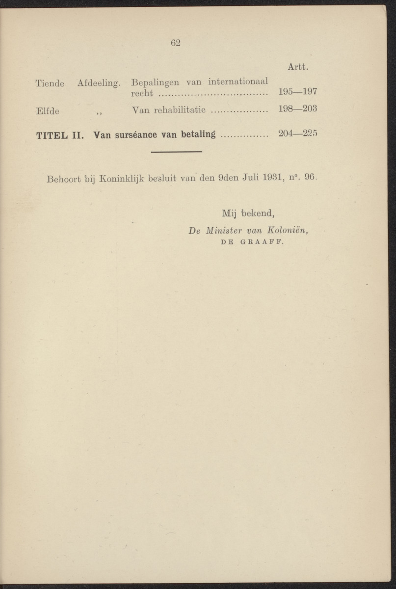 Vaststelling van het Curaçaosch Faillissementsbesluit 1931 - 