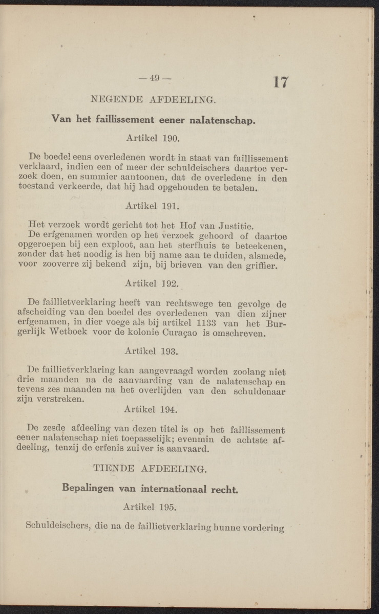 [Publicatie, waarbij afgekondigd wordt het Koninklijk besluit van den 16n. Mei 1914, no. 13, tot vaststelling van eene regeling van het faillissement en de surséance van betaling voor de kolonie Curaçao] - 