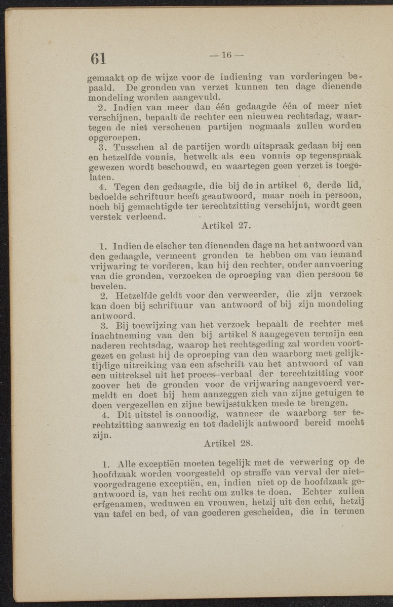 [Publicatie van den 30sten September 1918, waarbij wordt afgekondigd het Koninklijk besluit van 6 Juli 1918, no. 72, houdende wijziging van de rechterlijke macht en van de rechtspleging in burgerlijke en strafzaken in de kolonie Curaçao] - 