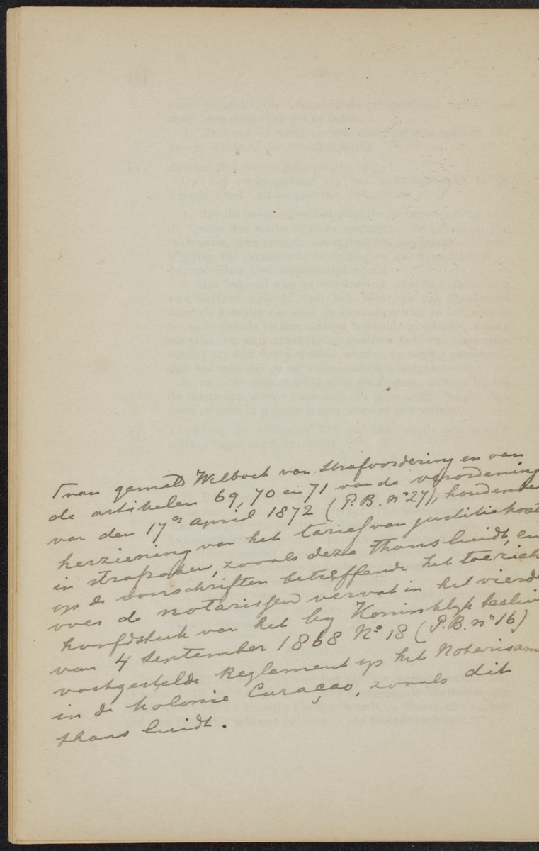 [Publicatie van den 30sten September 1918, waarbij wordt afgekondigd het Koninklijk besluit van 6 Juli 1918, no. 72, houdende wijziging van de rechterlijke macht en van de rechtspleging in burgerlijke en strafzaken in de kolonie Curaçao] - 