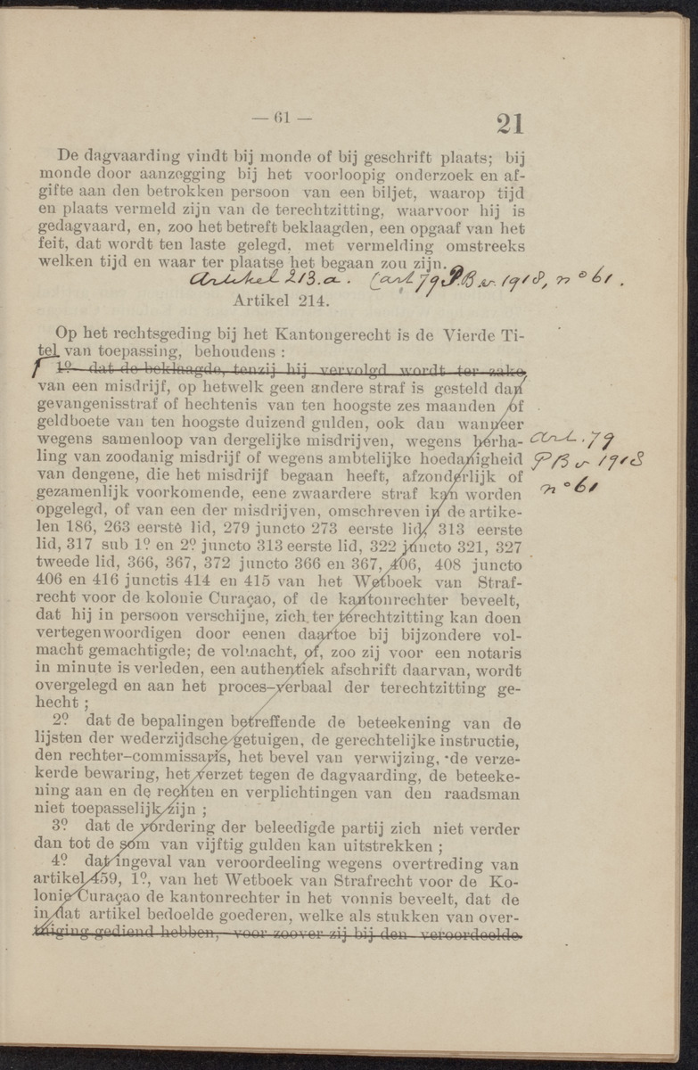 [Publicatie, waarbij afgekondigd wordt het Koninklijk besluit van den 22n. Mei 1914, no. 83, tot vaststelling van een Wetboek van Strafvordering voor de kolonie Curaçao] - 