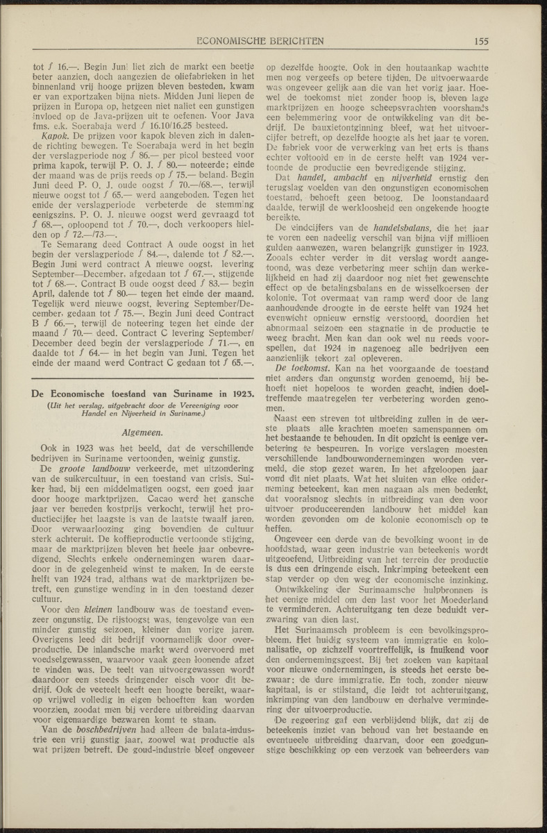 De economische toestand van Suriname in 1923. De oeconomische toestand van Curaçao in 1923 - 