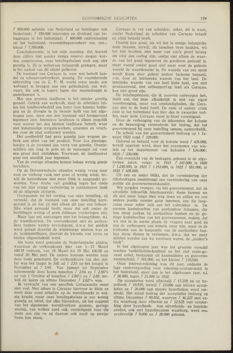 De economische toestand van Suriname in 1923. De oeconomische toestand van Curaçao in 1923 - 