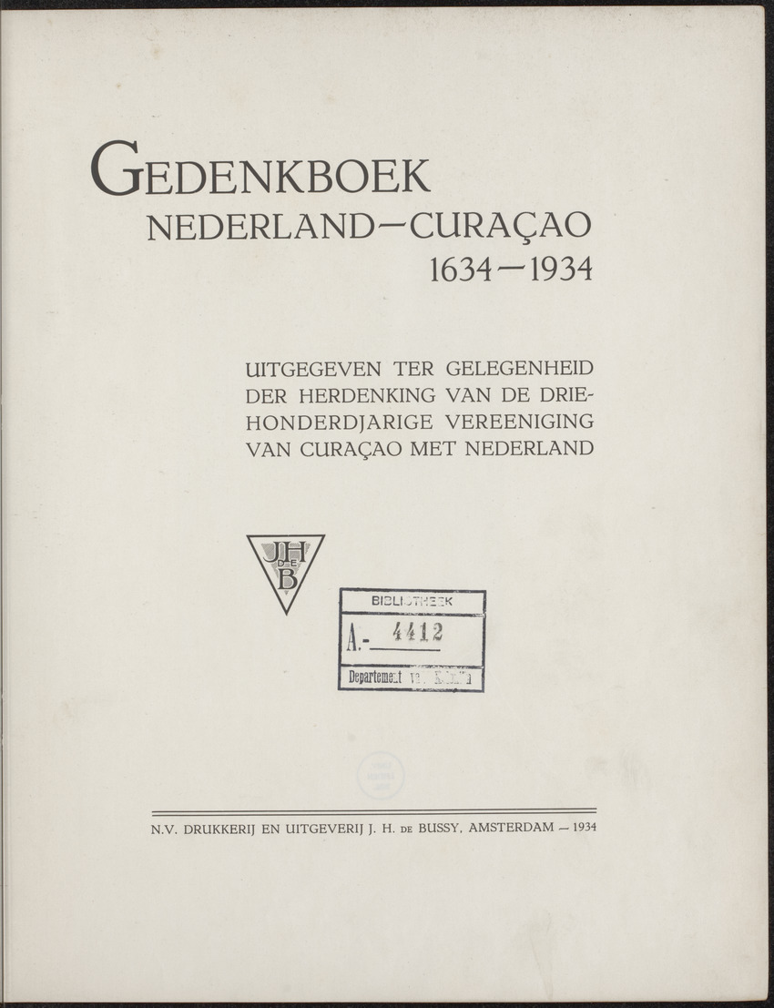 Gedenkboek Nederland-Curaçao 1634-1934 - 