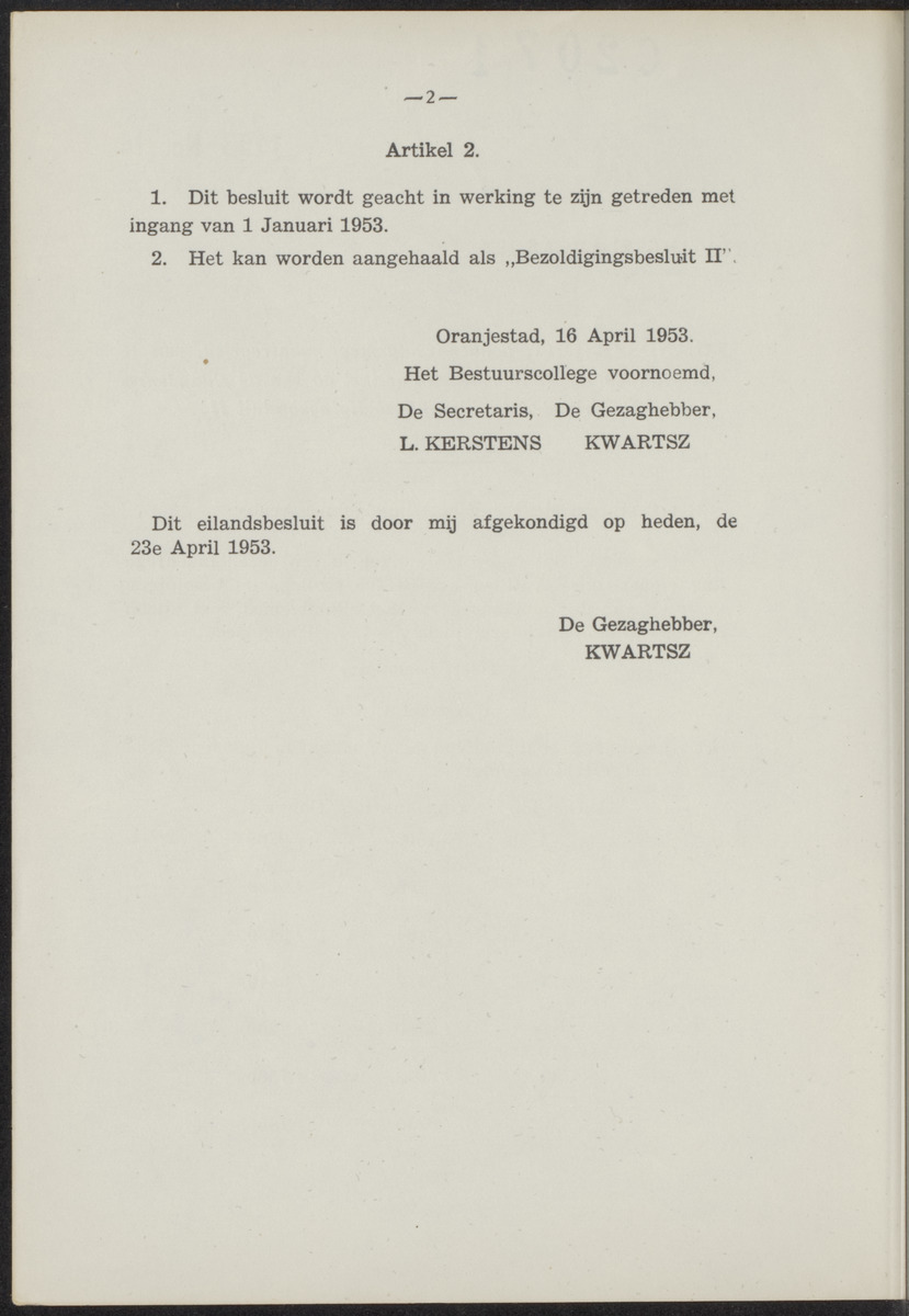 Afkondigingsblad Aruba - 