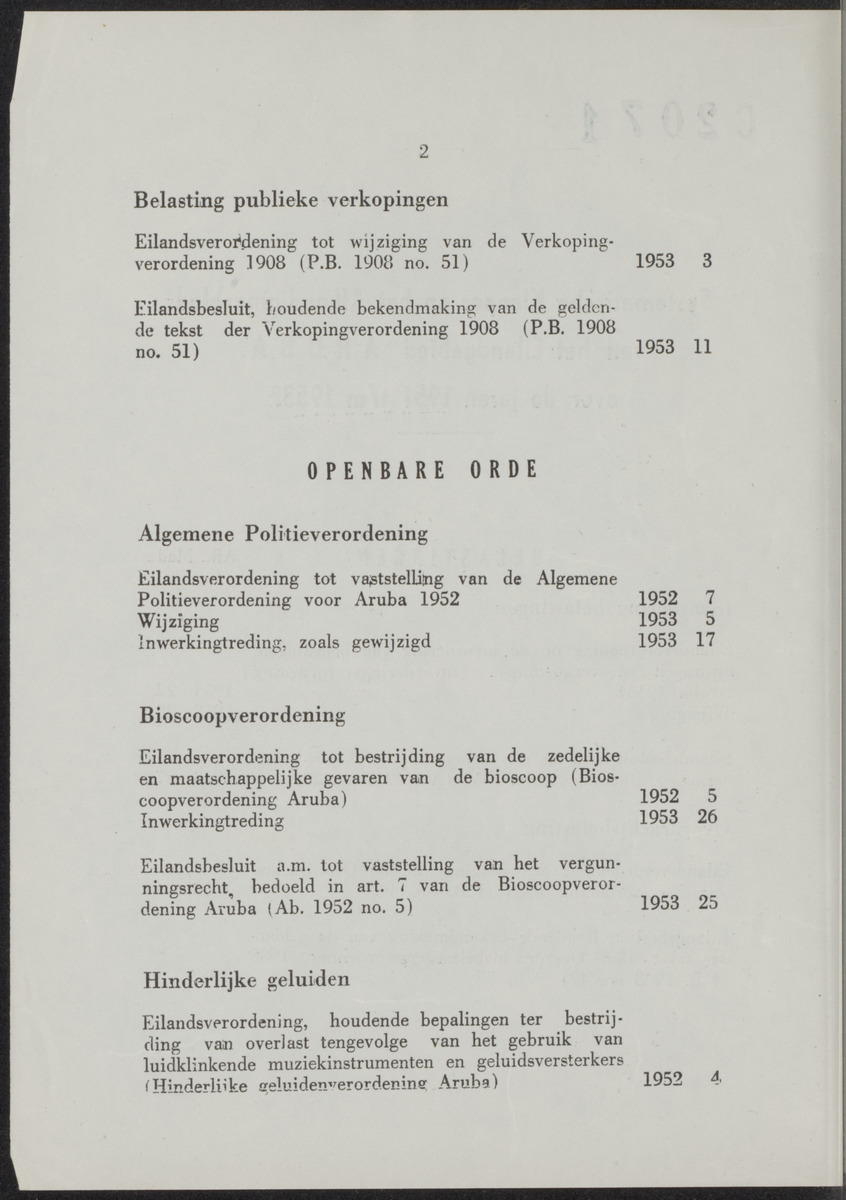 Afkondigingsblad Aruba [systematische klapper 1951 t/m 1953] - 