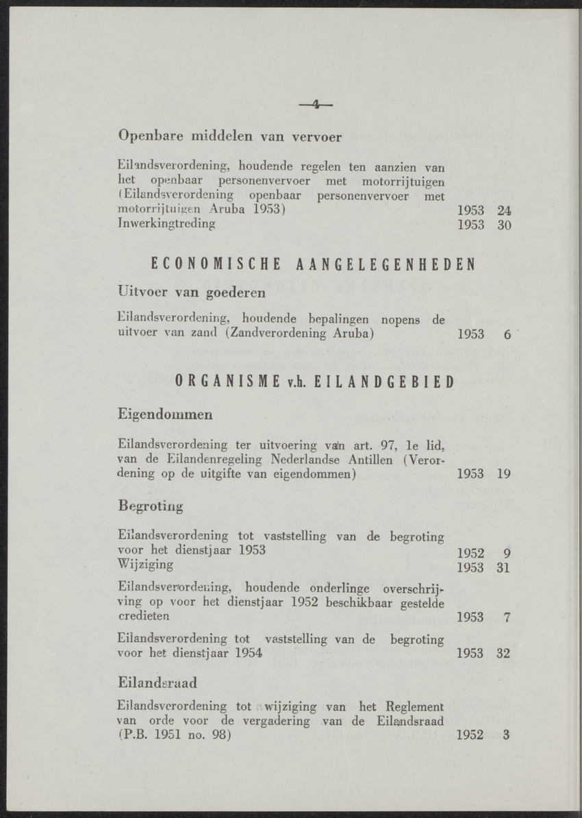 Afkondigingsblad Aruba [systematische klapper 1951 t/m 1953] - 