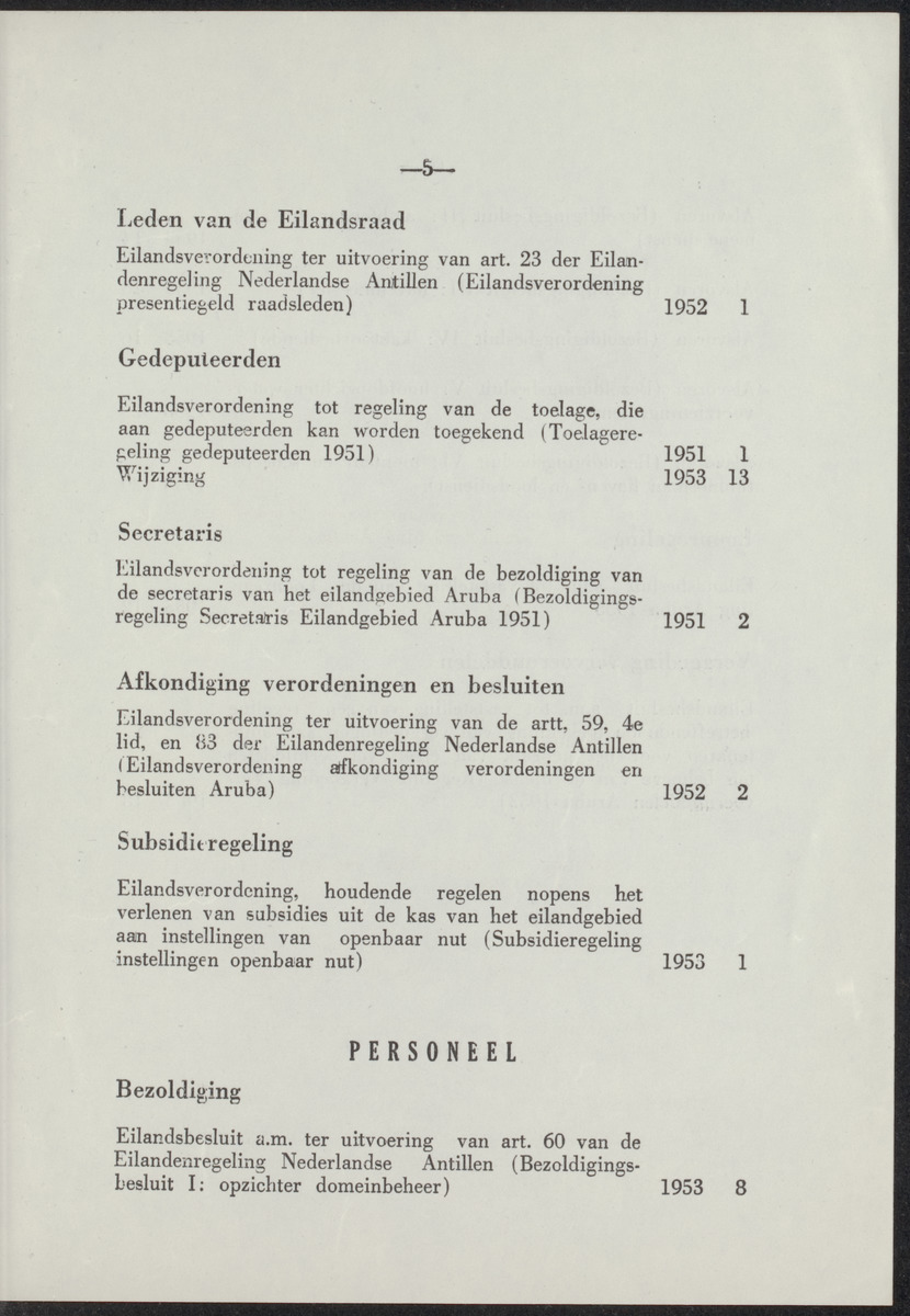 Afkondigingsblad Aruba [systematische klapper 1951 t/m 1953] - 