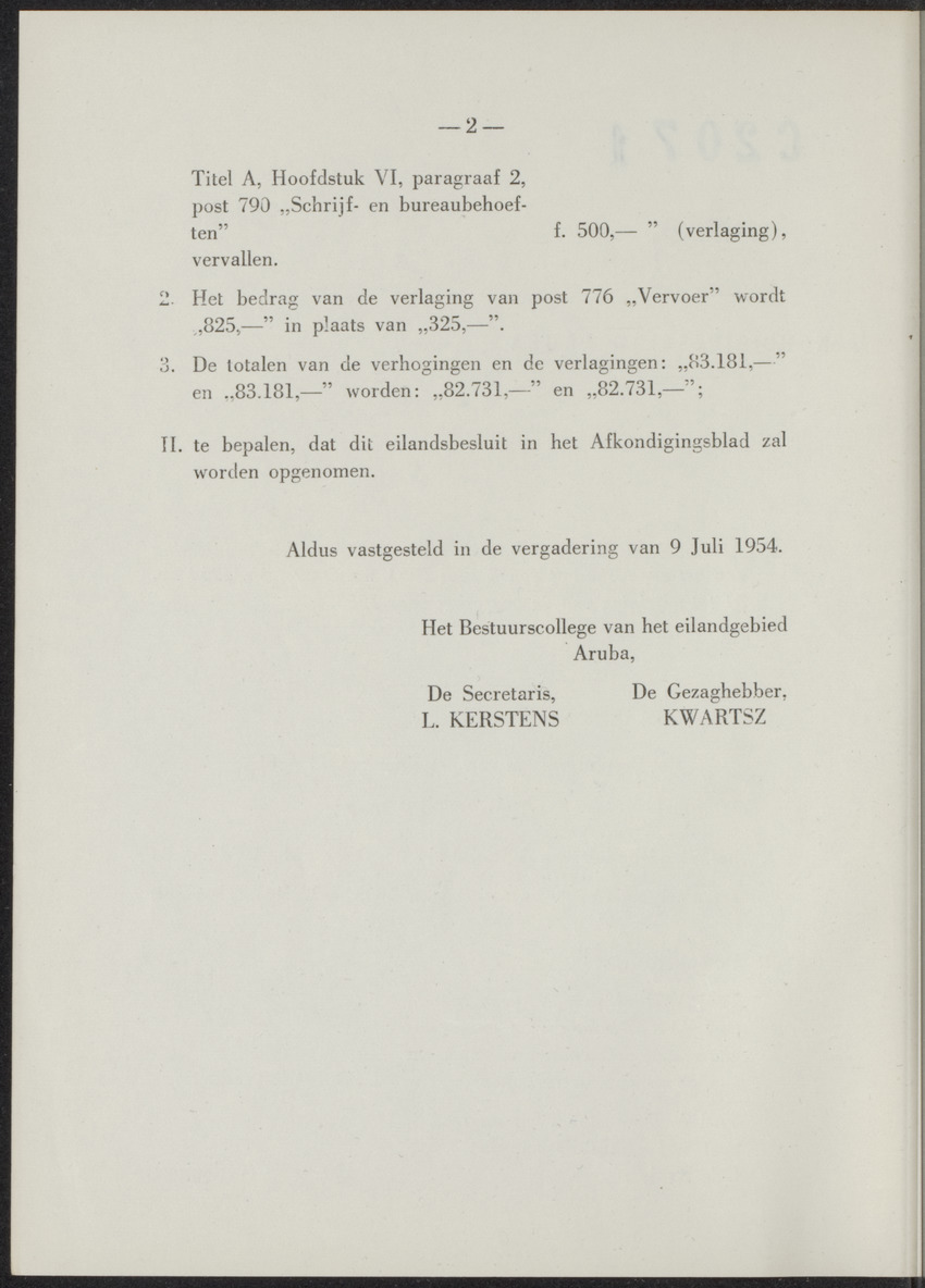 Afkondigingsblad Aruba - 