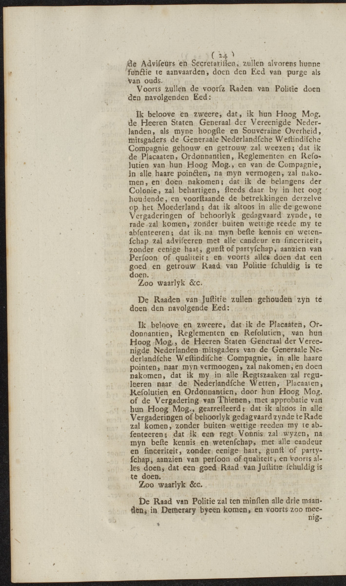 Extract uit het Register der Resolutien van de Hoog Mog. Heeren Staaten Generaal der Vereenigde Nederlanden - 