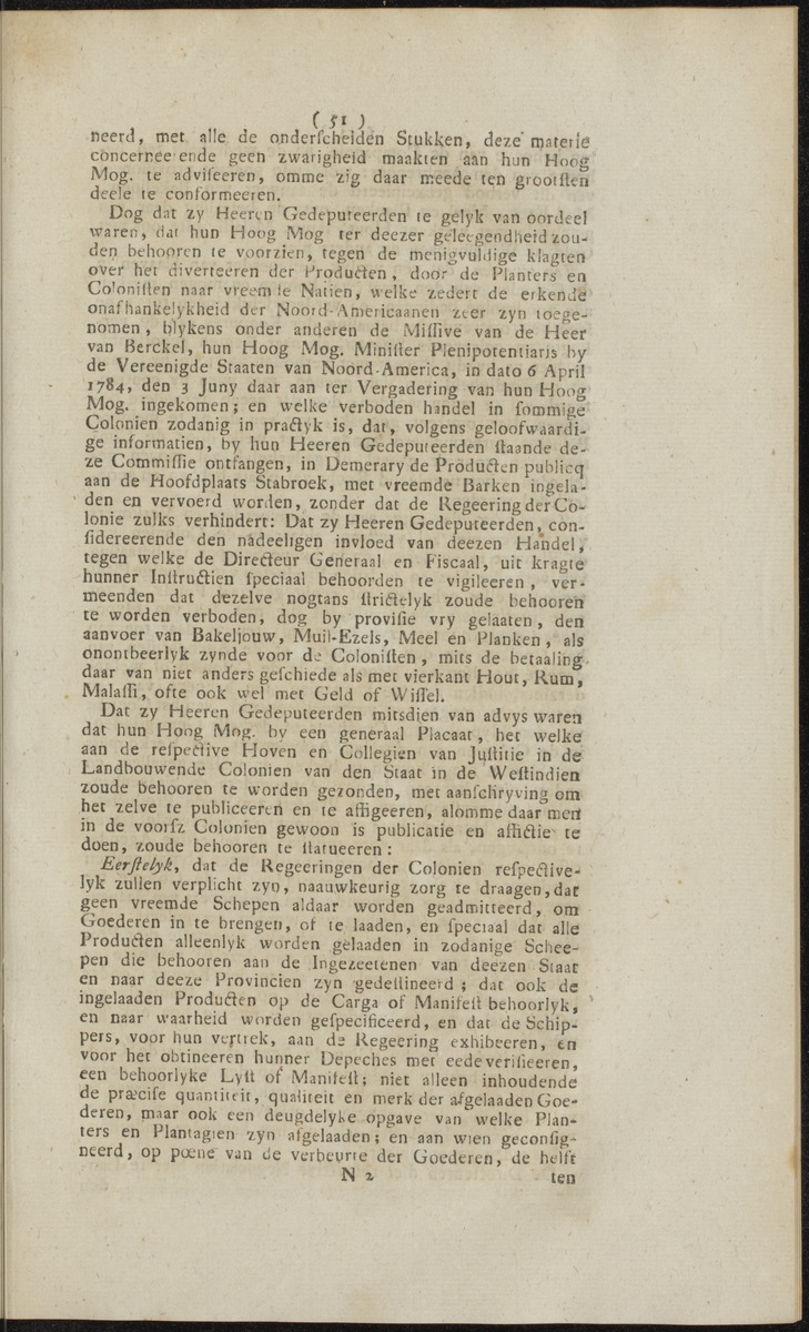 Extract uit het Register der Resolutien van de Hoog Mog. Heeren Staaten Generaal der Vereenigde Nederlanden - 