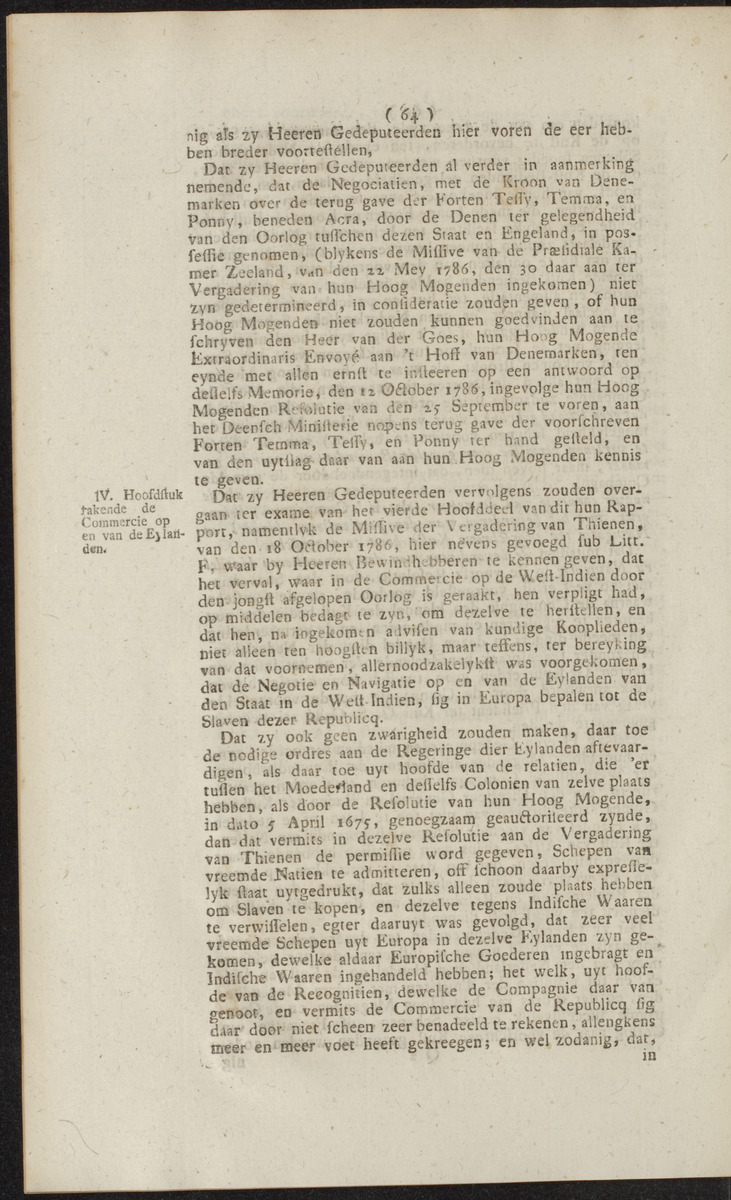 Extract uit het Register der Resolutien van de Hoog Mog. Heeren Staaten Generaal der Vereenigde Nederlanden - 