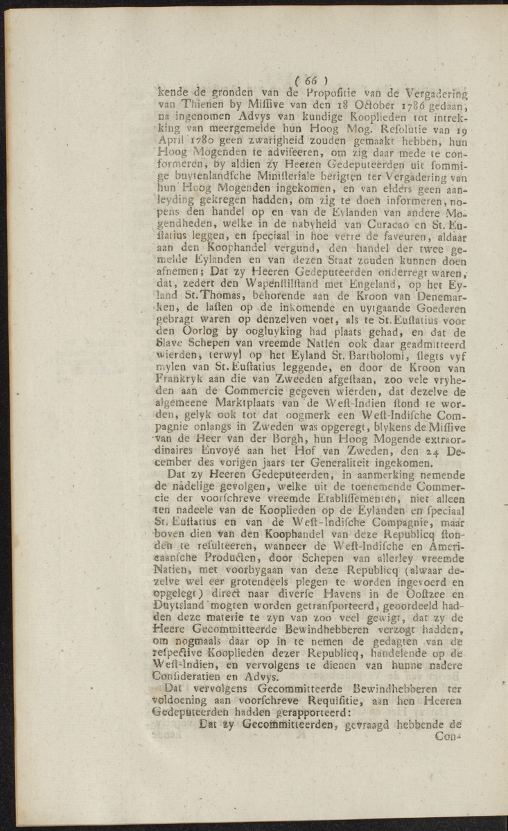 Extract uit het Register der Resolutien van de Hoog Mog. Heeren Staaten Generaal der Vereenigde Nederlanden - 