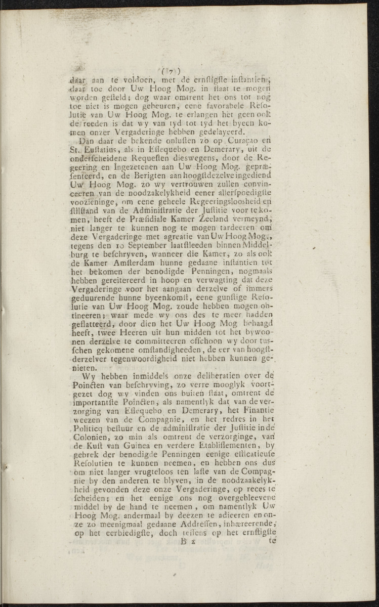 Extract uit het Register der Resolutien van de Hoog Mog. Heeren Staaten Generaal der Vereenigde Nederlanden - 