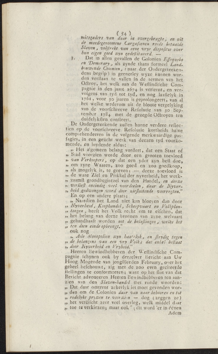 Extract uit het Register der Resolutien van de Hoog Mog. Heeren Staaten Generaal der Vereenigde Nederlanden - 