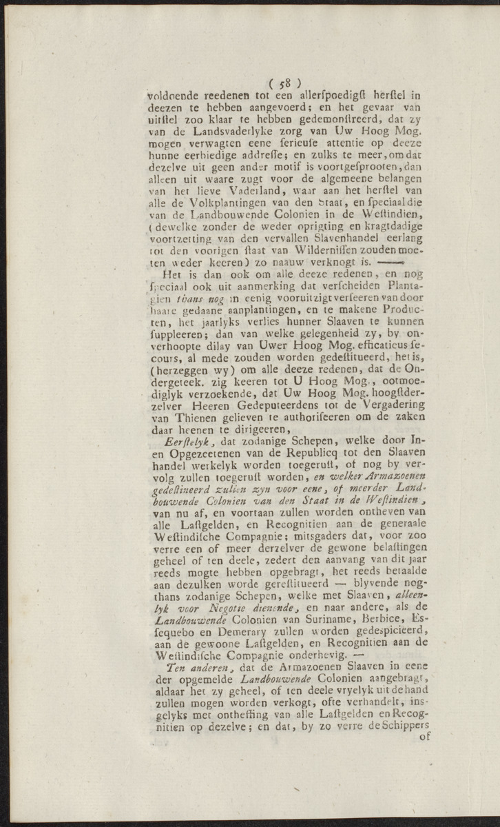 Extract uit het Register der Resolutien van de Hoog Mog. Heeren Staaten Generaal der Vereenigde Nederlanden - 
