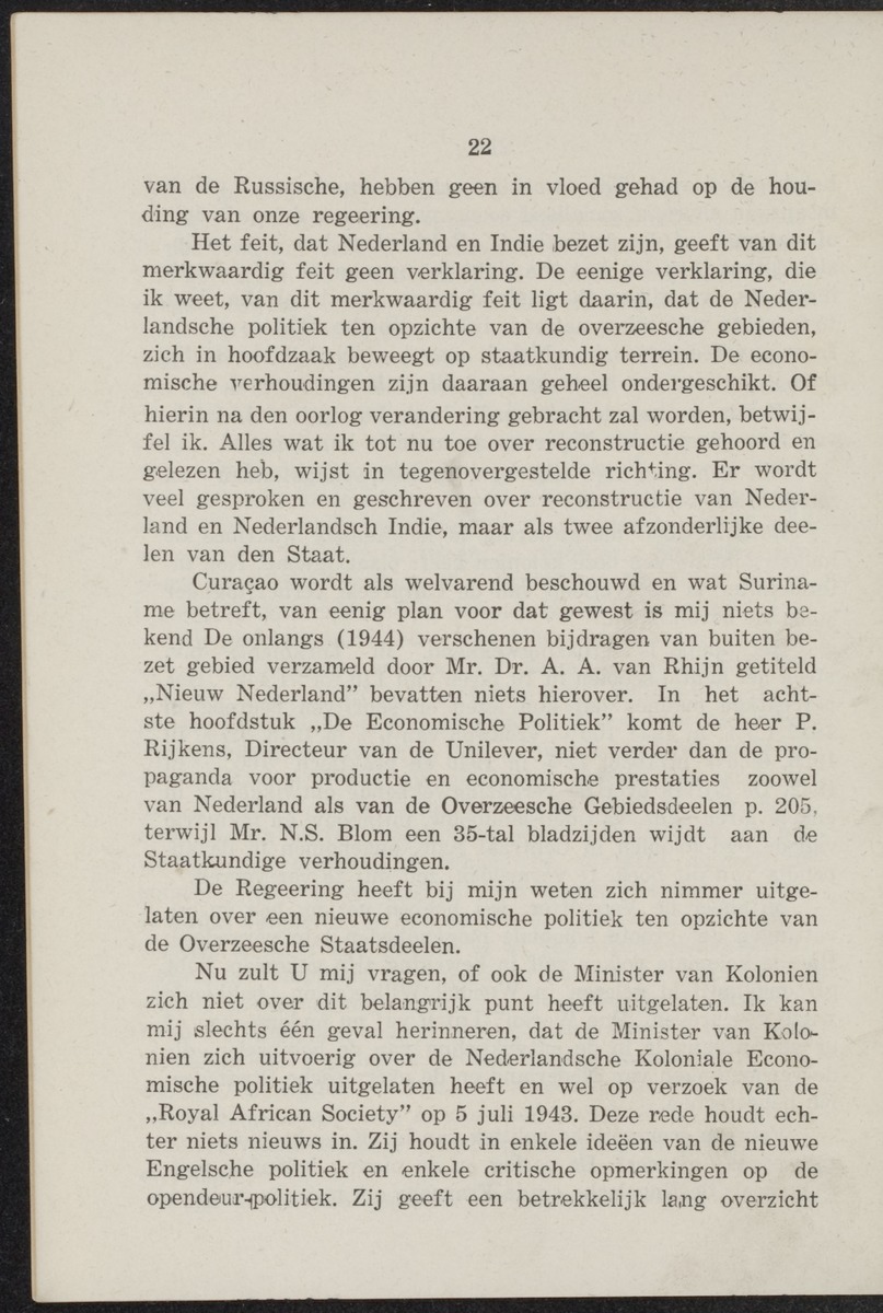 De politiek van Nederland t.a.v. de overzeesche staatsdeelen in verband met de nieuwe opvattingen over koloniale politiek - 