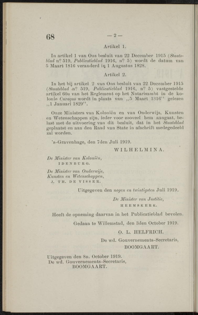 Publicatieblad van Curaçao en onderhoorigheden, behelzende de publicatien, notificatien, reglementen ... voor die bezittingen uitgevaardigd in de jaren .. - 