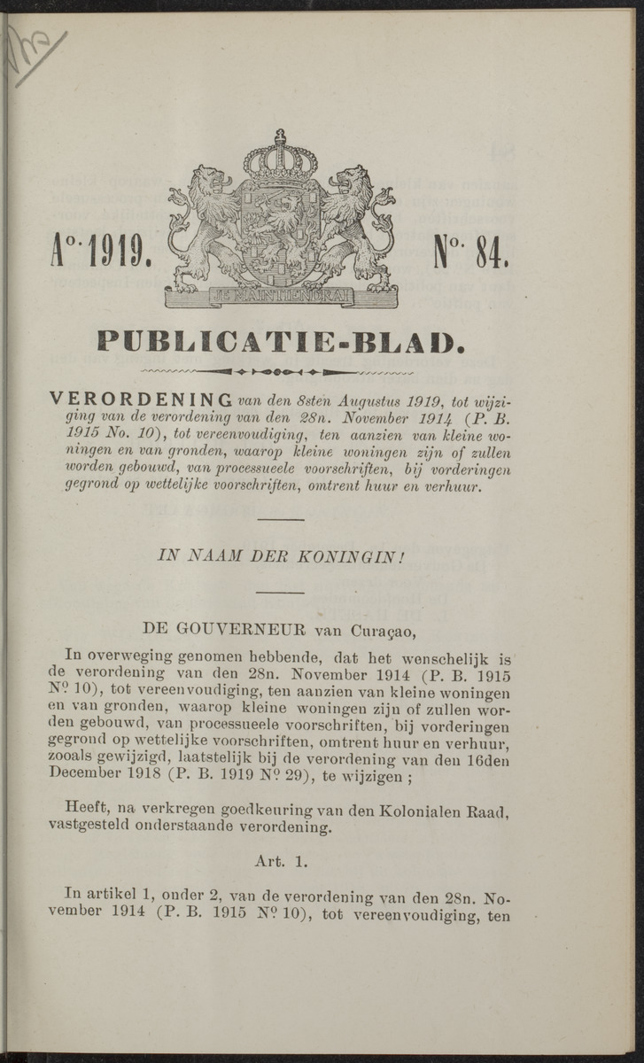 Publicatieblad van Curaçao en onderhoorigheden, behelzende de publicatien, notificatien, reglementen ... voor die bezittingen uitgevaardigd in de jaren .. - 