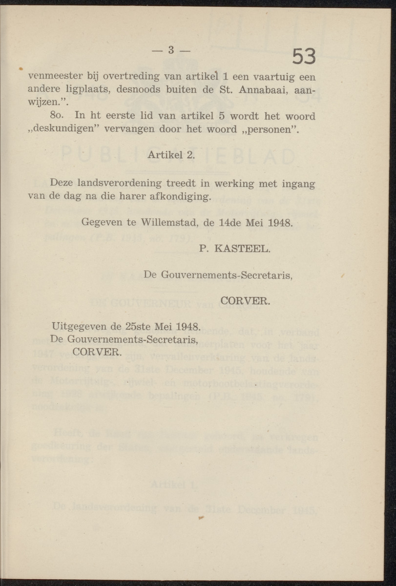 Publicatieblad van Curaçao en onderhoorigheden, behelzende de publicatien, notificatien, reglementen ... voor die bezittingen uitgevaardigd in de jaren .. - 