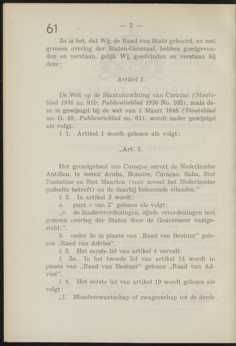 Publicatieblad van Curaçao en onderhoorigheden, behelzende de publicatien, notificatien, reglementen ... voor die bezittingen uitgevaardigd in de jaren .. - 