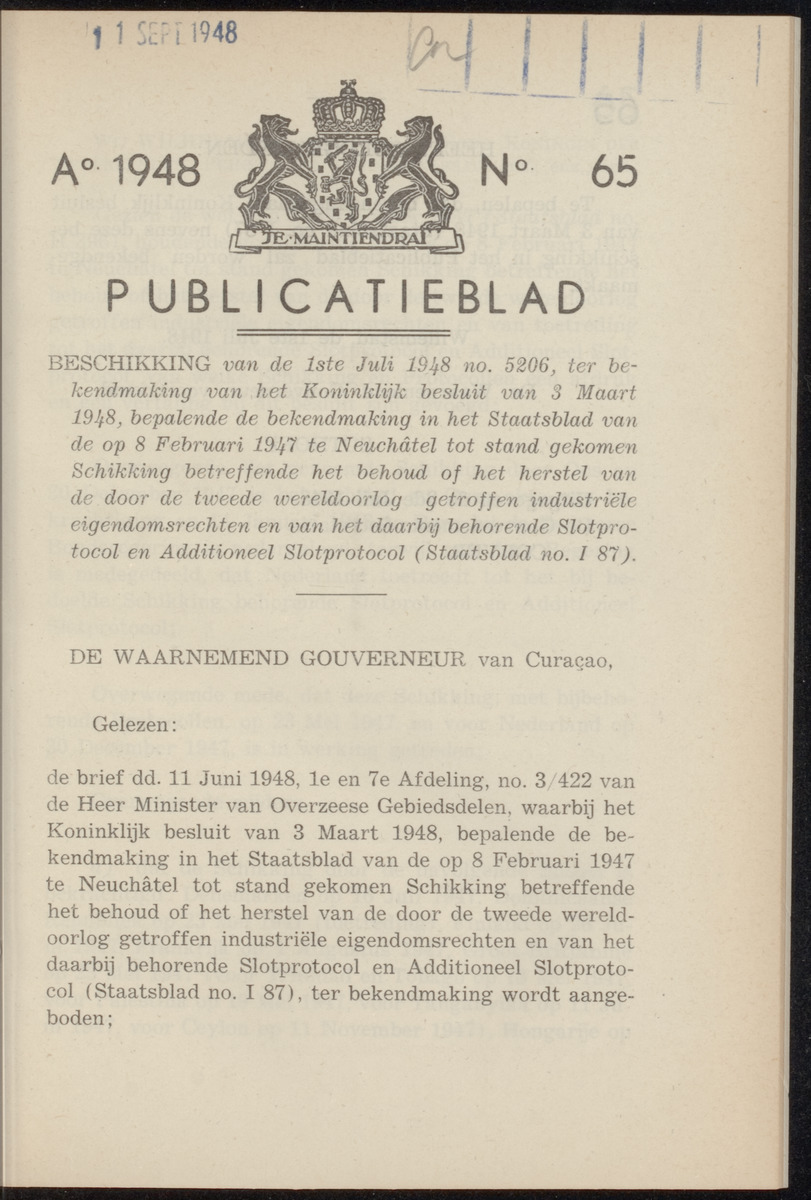 Publicatieblad van Curaçao en onderhoorigheden, behelzende de publicatien, notificatien, reglementen ... voor die bezittingen uitgevaardigd in de jaren .. - 