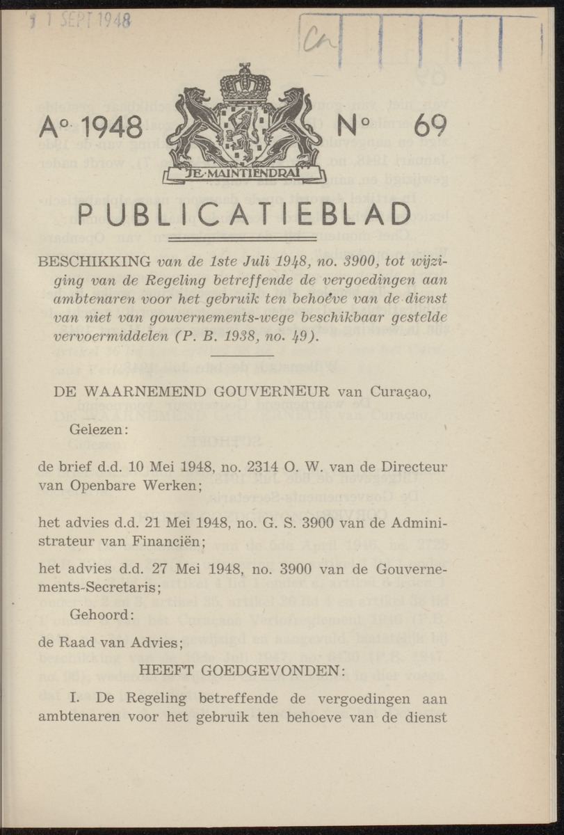 Publicatieblad van Curaçao en onderhoorigheden, behelzende de publicatien, notificatien, reglementen ... voor die bezittingen uitgevaardigd in de jaren .. - 