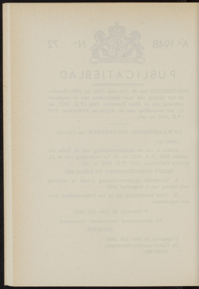 Publicatieblad van Curaçao en onderhoorigheden, behelzende de publicatien, notificatien, reglementen ... voor die bezittingen uitgevaardigd in de jaren .. - 