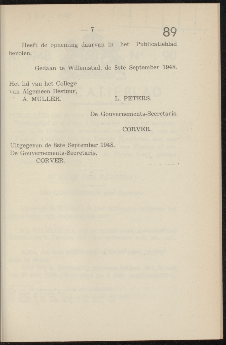 Publicatieblad van Curaçao en onderhoorigheden, behelzende de publicatien, notificatien, reglementen ... voor die bezittingen uitgevaardigd in de jaren .. - 