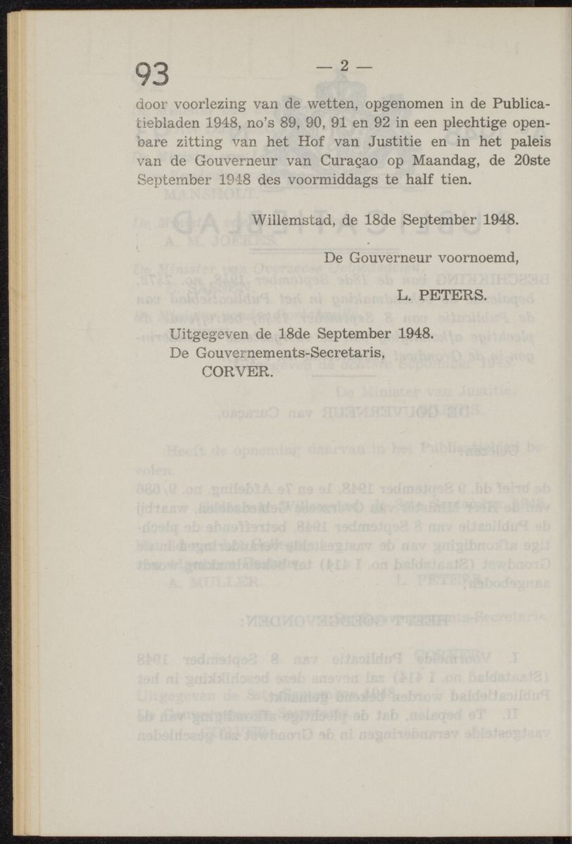 Publicatieblad van Curaçao en onderhoorigheden, behelzende de publicatien, notificatien, reglementen ... voor die bezittingen uitgevaardigd in de jaren .. - 