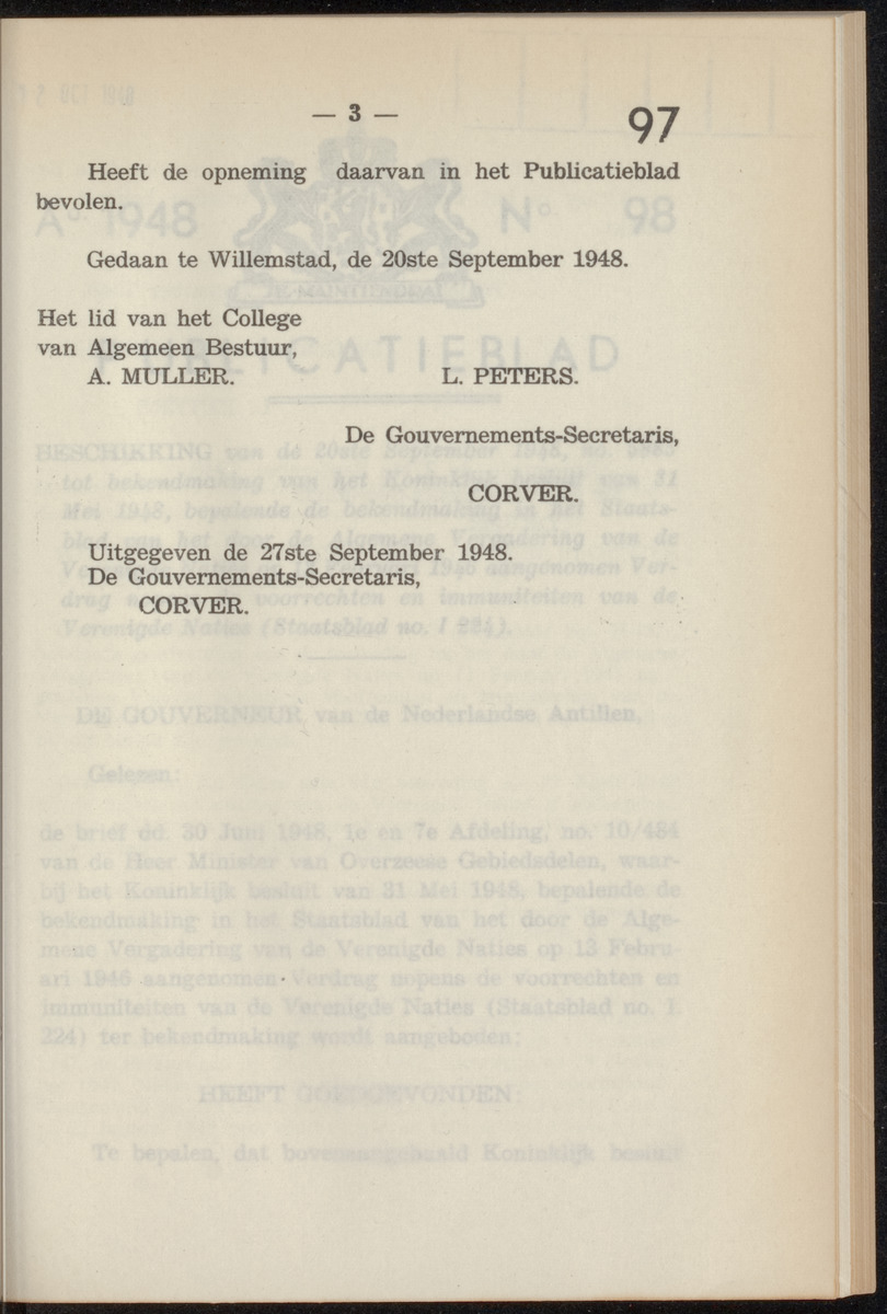 Publicatieblad van Curaçao en onderhoorigheden, behelzende de publicatien, notificatien, reglementen ... voor die bezittingen uitgevaardigd in de jaren .. - 
