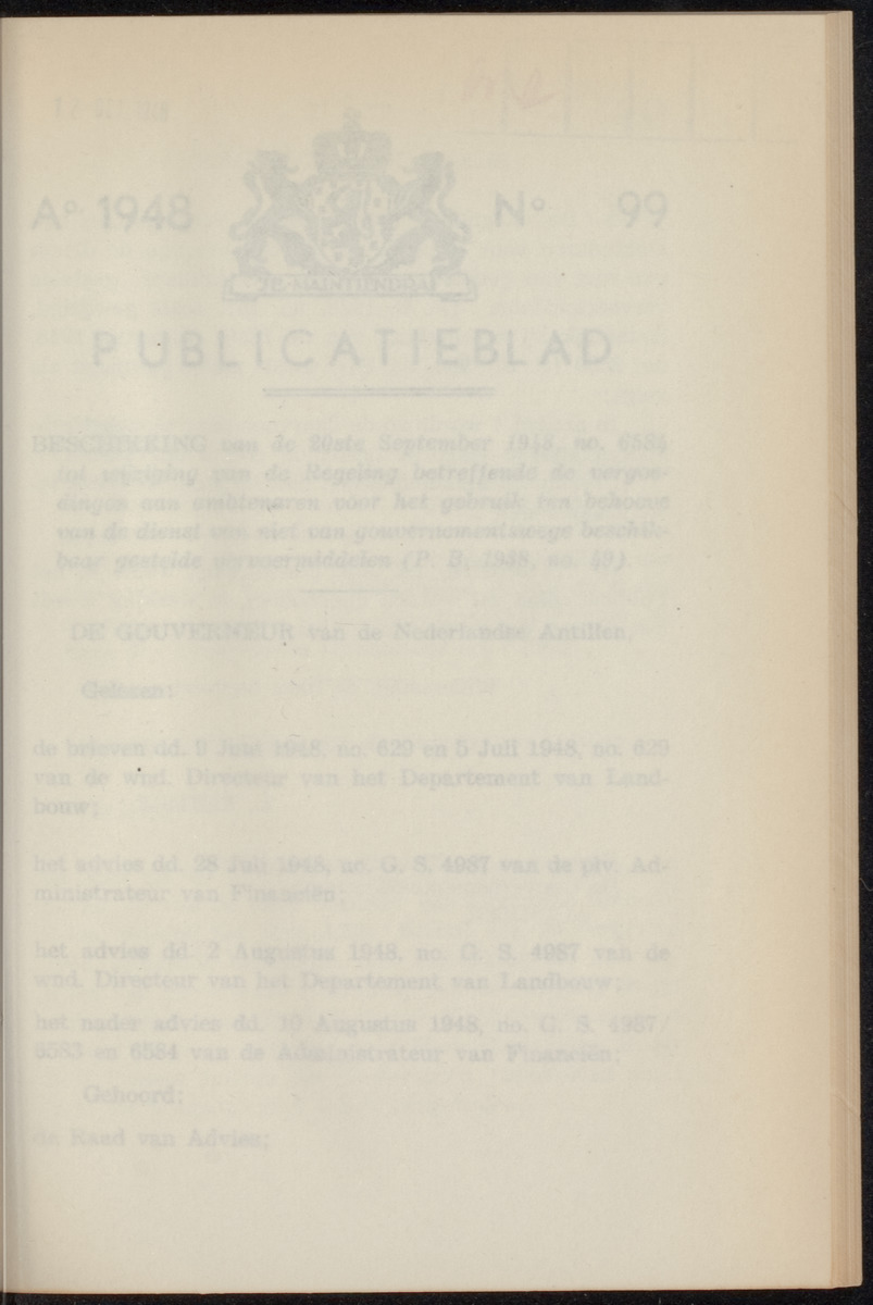 Publicatieblad van Curaçao en onderhoorigheden, behelzende de publicatien, notificatien, reglementen ... voor die bezittingen uitgevaardigd in de jaren .. - 