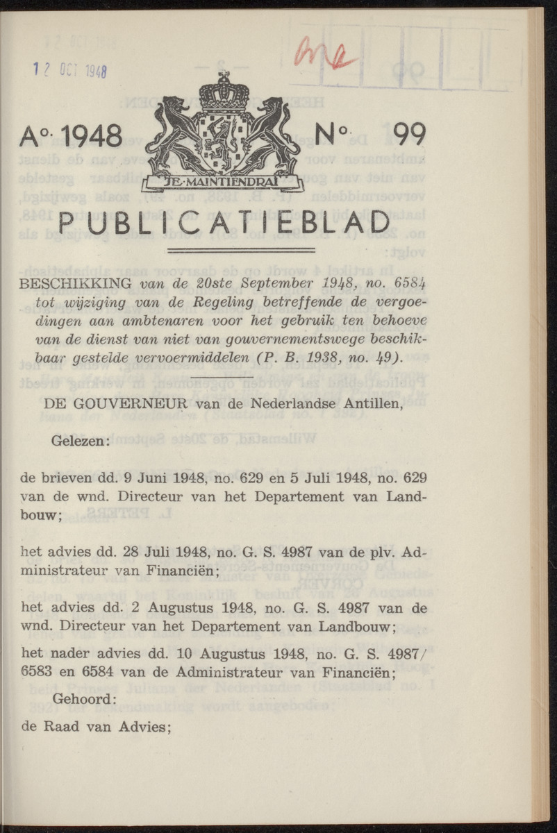 Publicatieblad van Curaçao en onderhoorigheden, behelzende de publicatien, notificatien, reglementen ... voor die bezittingen uitgevaardigd in de jaren .. - 
