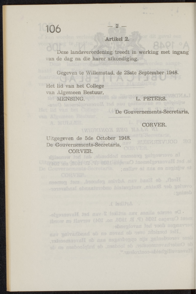 Publicatieblad van Curaçao en onderhoorigheden, behelzende de publicatien, notificatien, reglementen ... voor die bezittingen uitgevaardigd in de jaren .. - 