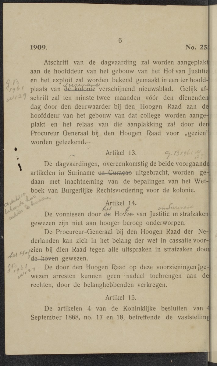 [Regeling van de rechtsmacht van den Hoogen raad der Nederlanden in de koloniën Suriname en Curaçao] - 