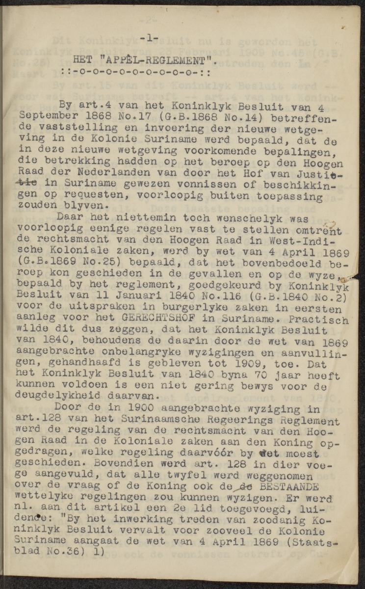 [Regeling van de rechtsmacht van den Hoogen raad der Nederlanden in de koloniën Suriname en Curaçao] - 